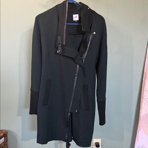 CAbi Black Hooded Asymmetric Trench
